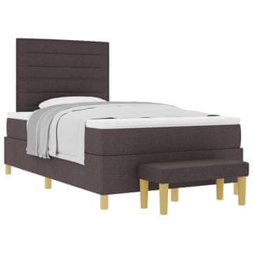 Vidaxl Postelja z vzmetnico z vzglavjem Temno rjava 200 x 120 cm blago