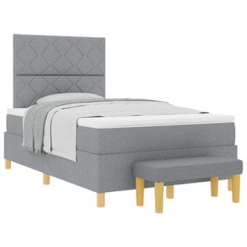 Vidaxl Postelja z vzmetnico z blazino Svetlo siva 200 x 120 cm blago