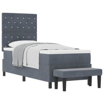 Vidaxl Postelja z vzmetnico z vzglavjem Temno siva 200 x 80 cm Žamet