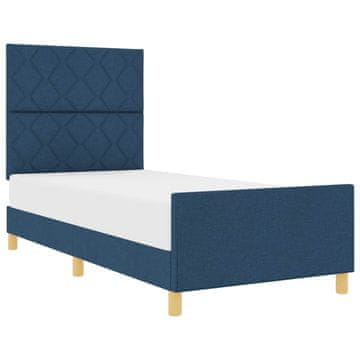 Vidaxl Konstrukcija postelje z vzglavjem Modra 100 x 200 cm blago