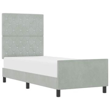 Vidaxl Postelja z vzmetnico z vzglavjem Svetlo siva 80 x 200 cm Žamet
