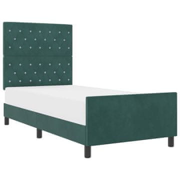 Vidaxl Postelja z vzmetnico Temno zelena 100 x 200 cm Žamet
