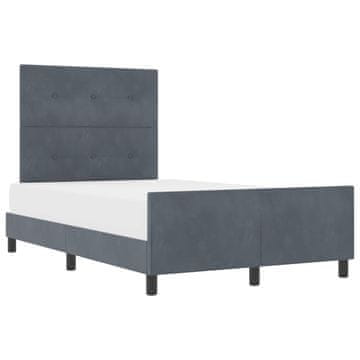 Vidaxl Postelja z vzmetnico z vzglavjem Temno siva 120 x 200 cm Žamet