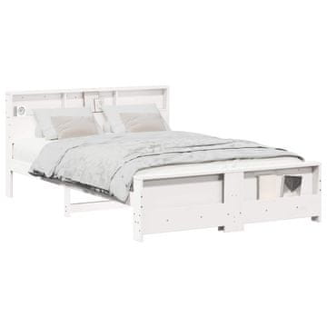 Vidaxl Konstrukcija postelje Bela 140 x 200 cm Konstruiran les