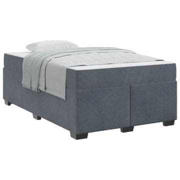 Vidaxl Konstrukcija postelje z vzmetnico Temno siva 120 x 200 cm blago