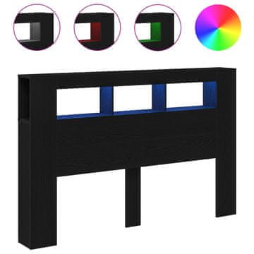 Vidaxl LED glava postelje Črna Orehovina 160 x 18,5 x 103,5 cm