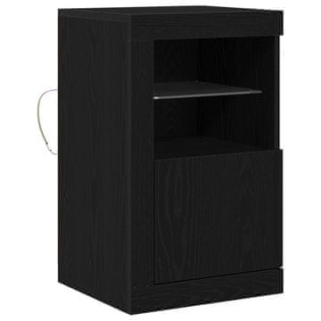 Vidaxl LED bočni predalnik z LED lučmi Črna Orehovina 41 x 37 x 67 cm