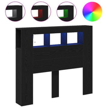 Vidaxl LED glava postelje Črna Orehovina 120 x 18,5 x 103,5 cm