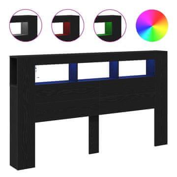 Vidaxl LED glava postelje Črna Orehovina 180 x 18,5 x 103,5 cm
