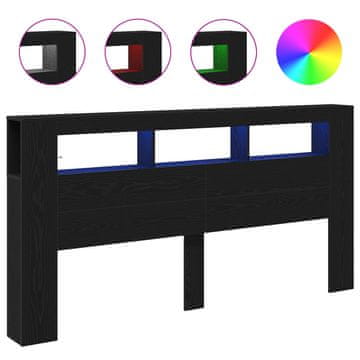 Vidaxl LED glava postelje Črna Orehovina 200 x 18,5 x 103,5 cm