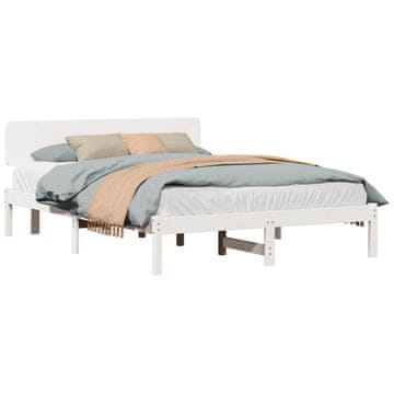 Vidaxl Konstrukcija postelje Bela 160 x 200 cm Masivno borovo les
