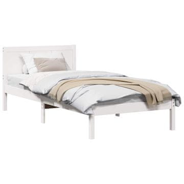 Vidaxl Konstrukcija postelje Bela 90 x 190 cm Trden borov les
