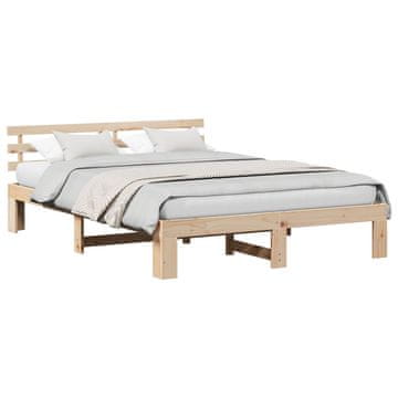 Vidaxl Konstrukcija postelje Naravna 140 x 200 cm Masivno borovo les