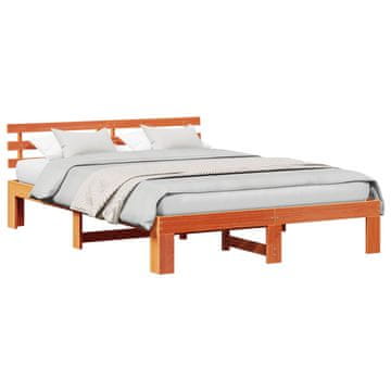 Vidaxl Konstrukcija postelje z vzglavjem Voskast rjav 150 x 200 cm