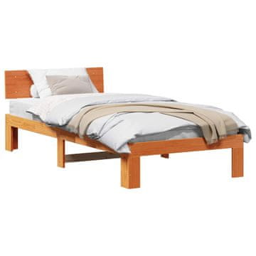 Vidaxl Konstrukcija postelje z vzglavjem Voskast rjav 90 x 190 cm