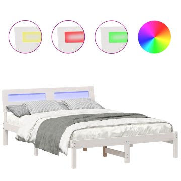 Vidaxl Konstrukcija postelje Bela 120 x 200 cm Masivno borovo les