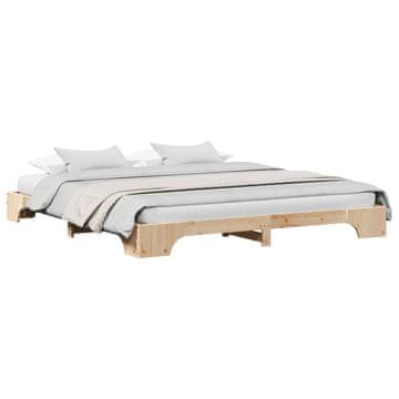 Vidaxl Konstrukcija postelje Naravna 180 x 200 cm Masivno borovo les