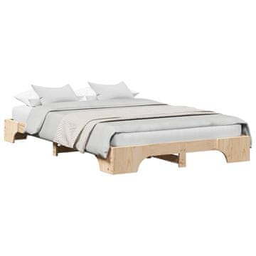 Vidaxl Konstrukcija postelje Naravna 140 x 190 cm Masivno borovo les