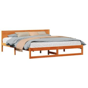 Vidaxl Konstrukcija postelje z vzglavjem Voskast rjav 200 x 200 cm