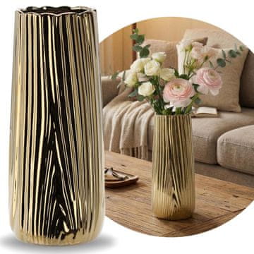 sarcia.eu Elegantna zlata keramična VAZA ZA CVETJE, glamurozna dekoracija 20 cm