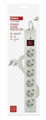 Emos P54215 prenapetostna zaščita – 6 vtičnic, 1,5 m, bela