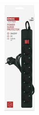 Emos P54218 prenapetostna zaščita – 6 vtičnic, 1,5 m, črna