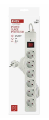 Emos P54216 prenapetostna zaščita – 6 vtičnic, 3 m, bela