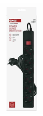 Emos P54219 prenapetostna zaščita – 6 vtičnic, 3 m, črna