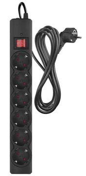 Emos P54219 prenapetostna zaščita – 6 vtičnic, 3 m, črna