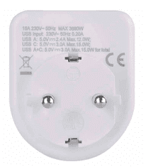 Emos P0075 razdelilec 1×, 1×USB-A+1×USB-C, bela