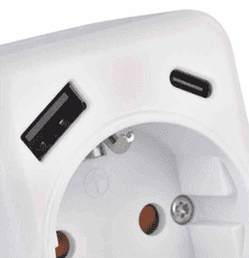 Emos P0075 razdelilec 1×, 1×USB-A+1×USB-C, bela