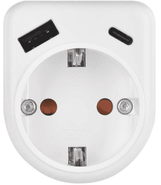 Emos P0075 razdelilec 1×, 1×USB-A+1×USB-C, bela