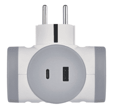 Emos P0077PD razdelilec 2×, 1×USB-A+1×USB-C, belo-sivo