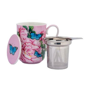 Maxwell & Williams Skodelica s cedilom - tisana Posey 340ml / Cabbage Roses / porcelan, inox