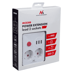 Maclean Razdelilec podaljšek MCE388W s 2 vtičnicami + 3xUSB, 3m, bel