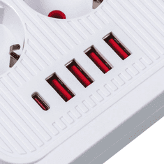 Maclean Razdelilec podaljšek MCE389W s 6 vtičnicami + 4xUSB, 1.5m, bel