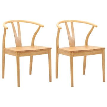 Vidaxl Jedilni stol 2 pcs Naravna Masivno gumovo les