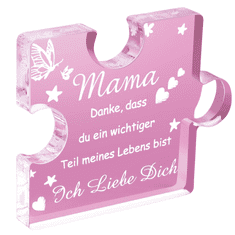 Nikcorp Gravirana akrilna dekoracija sestavljanka z napisom | Darilo za mamo za materinski dan, rojstni dan | Prozorna 8,5x7 cm