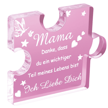Nikcorp Gravirana akrilna dekoracija sestavljanka z napisom | Darilo za mamo za materinski dan, rojstni dan | Prozorna 8,5x7 cm