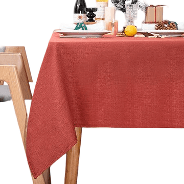 Nikcorp Velik vodoodporen prt za mizo 145x240 cm rdeč | Pravokoten namizni prt iz poliestra z videzom platna za zabave in dom