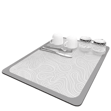 Nikcorp Super vpojna podloga za odcejanje posode 50x40 cm | Hitro sušeča kuhinjska podloga iz diatomejske zemlje, svetlo siva