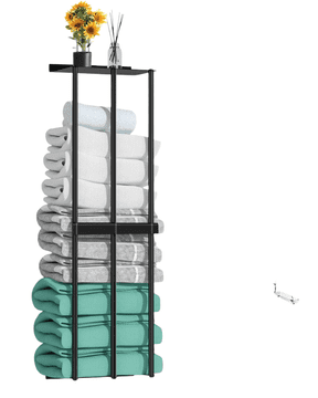 Nikcorp Stenski obešalnik za brisače 75 cm črn mat, držalo iz nerjavečega jekla za kopalnico, montaža brez vrtanja