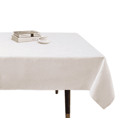 Nikcorp Vodoodporen namizni prt 140x140 cm, pralen in odporen na madeže, z elegantnim žakardnim vzorcem rož, bel