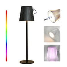 Nikcorp Brezžična LED namizna svetilka črna, vodoodporna IP54, nastavljiva višina, RGB osvetlitev in upravljanje na dotik