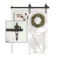 Nikcorp Sistem za drsna vrata Barn Door 183 cm črn komplet vodil in kolesc za loft stil do 120 kg nosilnosti za notranja vrata