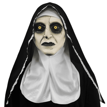 Nikcorp Strašna maska nune za noč čarovnic | Grozljivka pustni kostum za odrasle | Realistična lateks maska za cosplay zabave