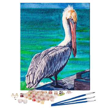 Nikcorp Komplet za slikanje po številkah Pelikan 40x50 cm | Ustvarjalni set z akrilnimi barvami in platnom za odrasle in otroke