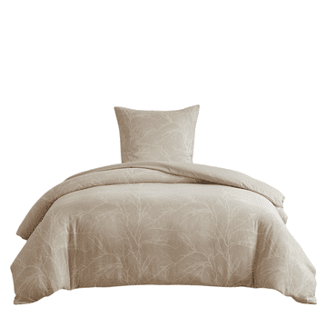 Nikcorp Posteljnina 155x220 cm s prevleko za vzglavnik 80x80 cm, mehka mikrovlakna, zračna in trpežna, bež barva z detajli tančice