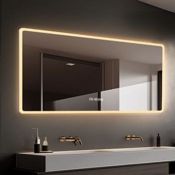 S6 Steklarstvo Šest LED ogledalo S65A, 150x80cm, z uro in prikazom temperature, 3 barve LED, dimmer, antifog