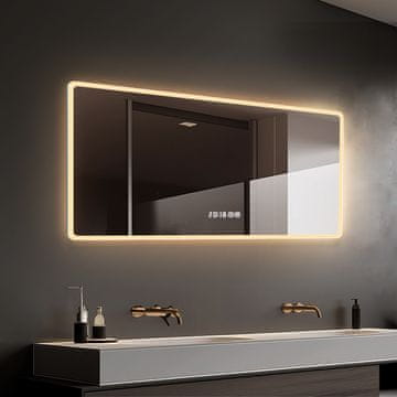 S6 Steklarstvo Šest LED ogledalo S65B, 120x60cm z uro in temperaturo, 3 barve LED, dimmer, antifog